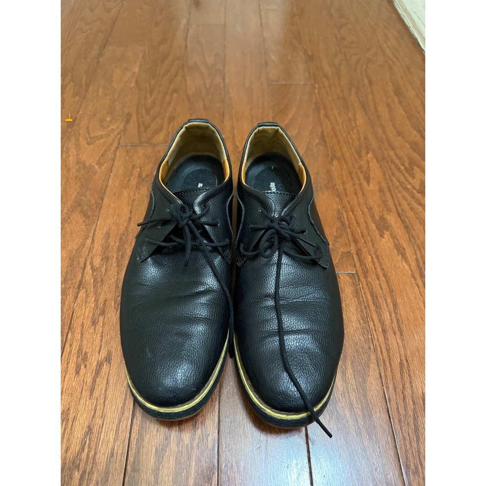 Salomon Ortholite‎ Mens Black Pebbled Leather Derby Lace Up Dress Shoes